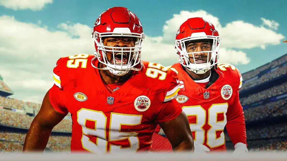 Chris Jones and L'Jarius Sneed in Kansas City Chiefs jerseys