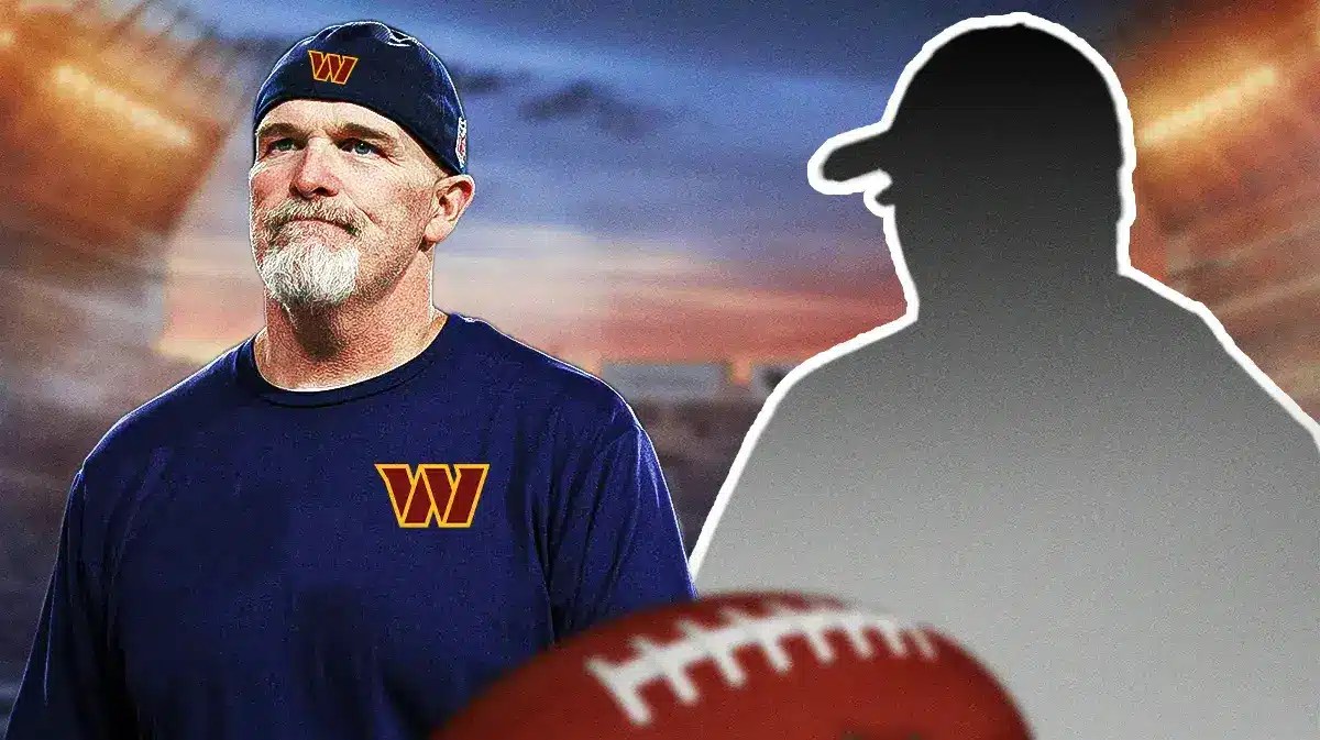 Dan Quinn in Commanders gear. John Glenn as a silhouette