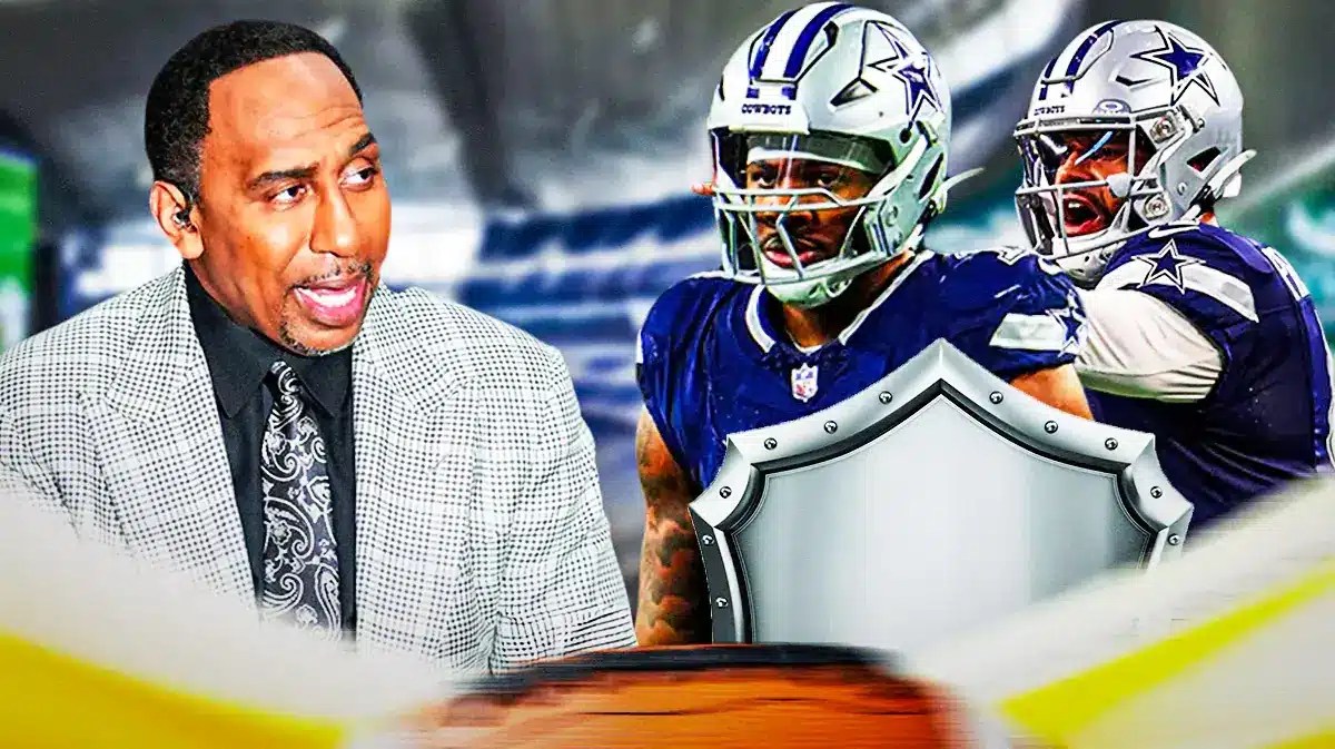 Thumb: Micah Parsons holding a shield. Dak Prescott behind Parsons. Stephen A Smith screaming at prescott.