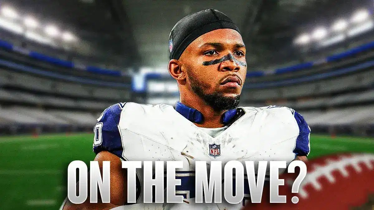 Tony Pollard. Text across the screen that says “on the move?”