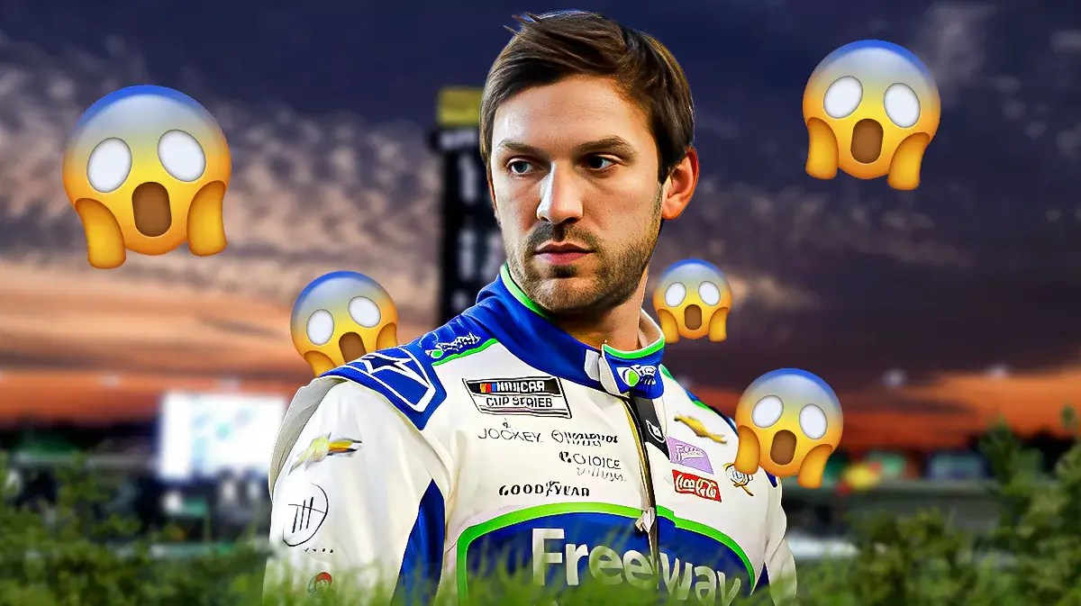 Daniel Suarez, Atlanta Motor Speedway in background. shocked emojis all over