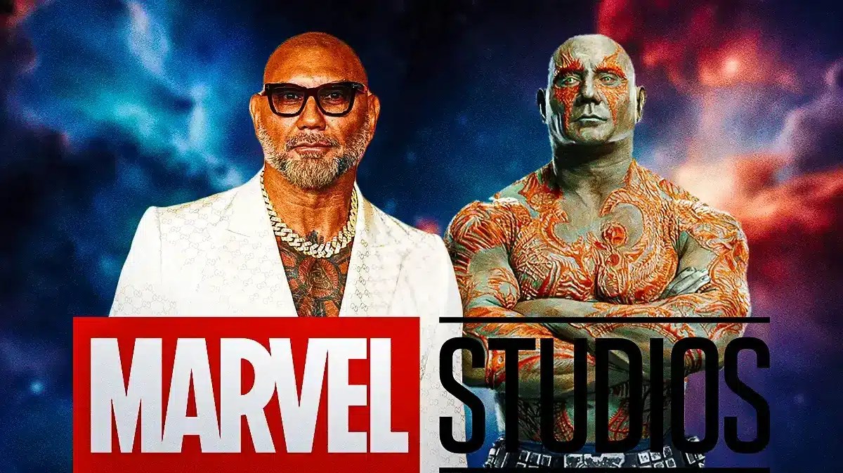 Marvel Studios MCU logo with Dave Bautista and Drax.