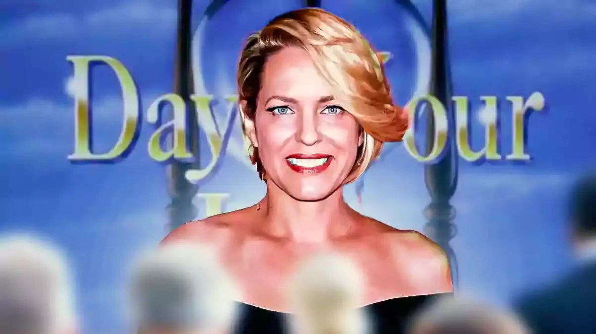 Arianne Zucker with a Days of Our Lives background.