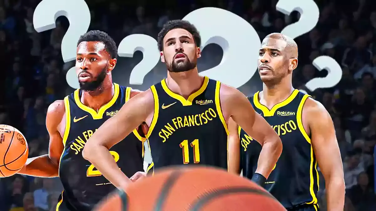 Klay Thompson, Andrew Wiggins and Chris Paul with question marks