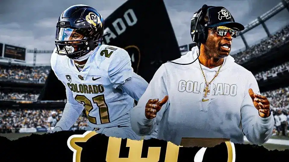 Colorado football, Buffaloes, Deion Sanders, Shilo Sanders, Deion Sanders Colorado, Deion Sanders and Shilo Sanders with Colorado football stadium in the background