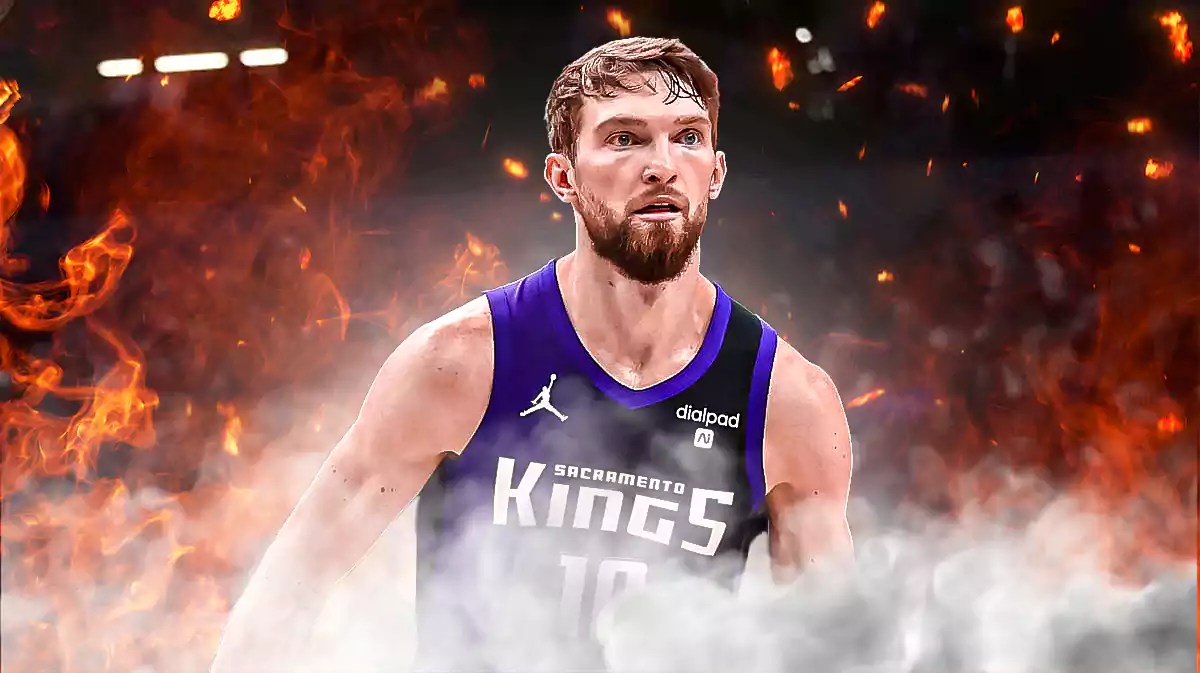 Domantas Sabonis with flames around him (Sacramento Kings)