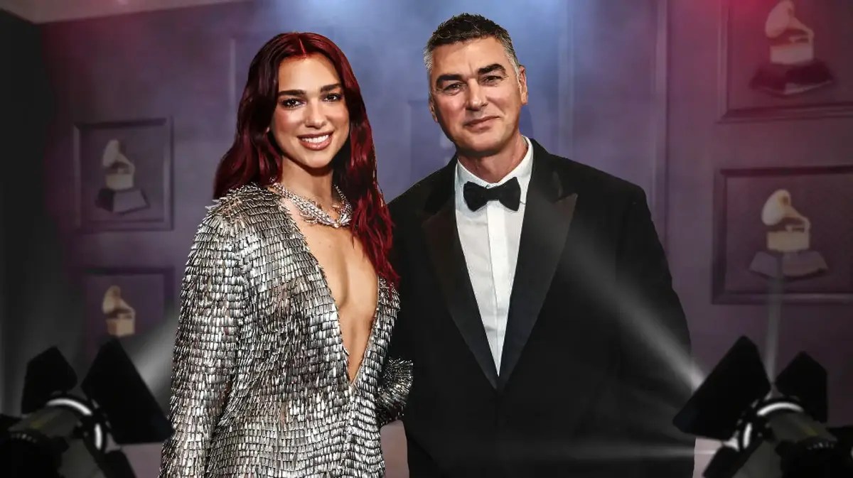 Dua Lipa and her father.