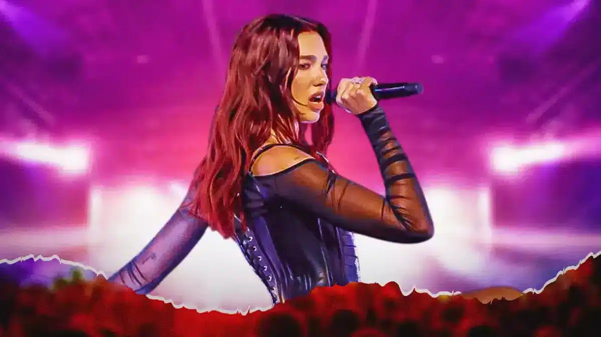 Dua Lipa onstage.