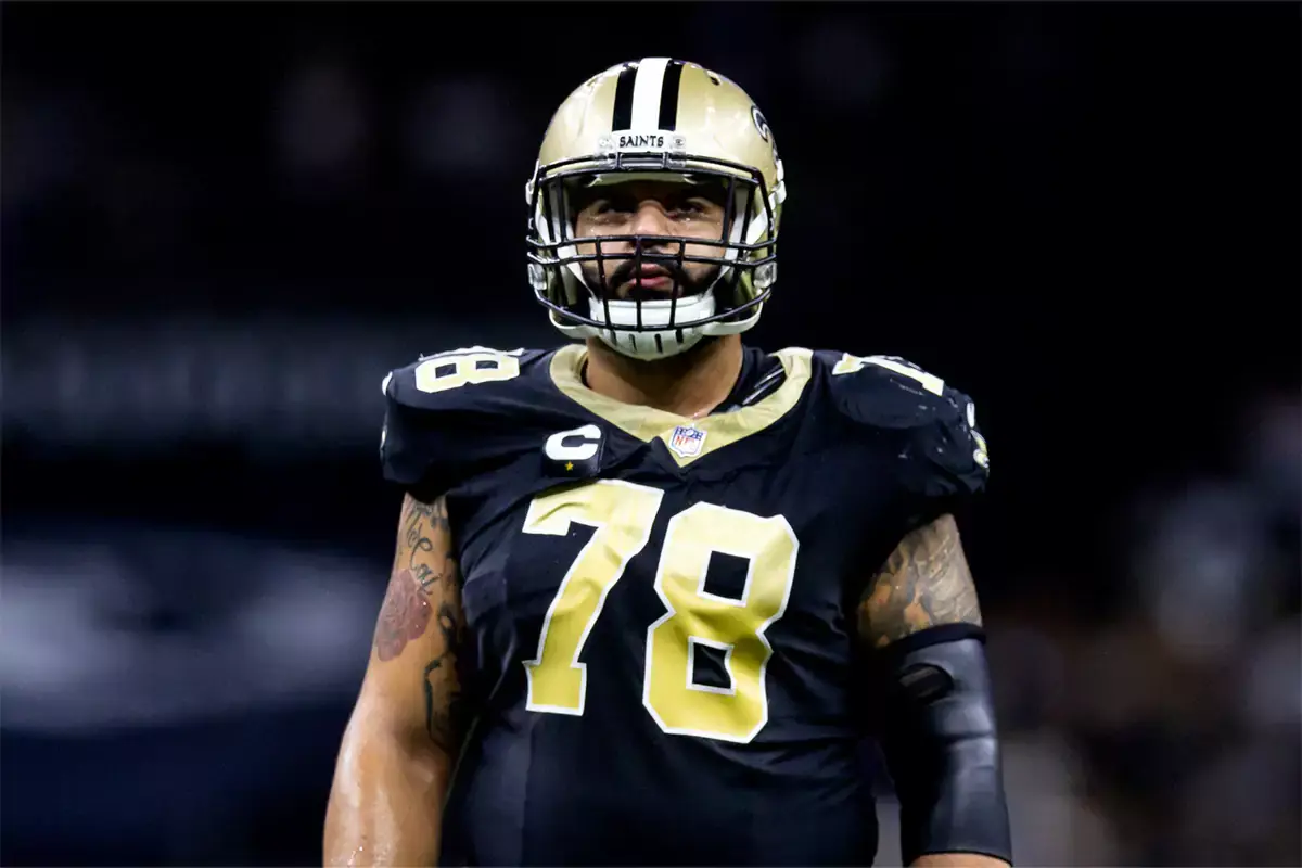 New Orleans Saints center Erik McCoy (78) on a time out against the Tennessee Titans during the first half at the Caesars Superdome.