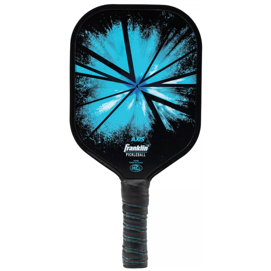 Franklin Axis Graphite Pickleball Paddle - Black/Blue colorway on a white background.