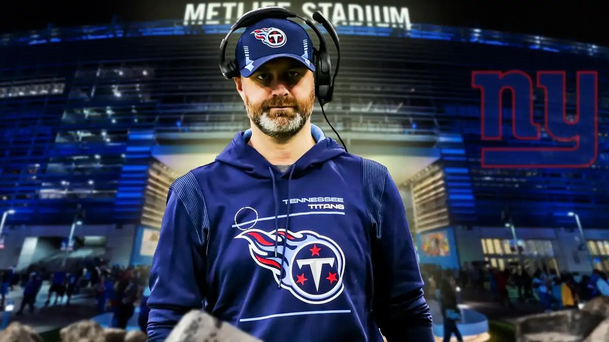 Shane Bowen (Former Titans DC) with NY Giants logo in the background
