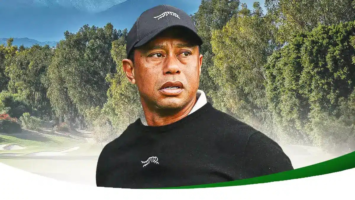 Tiger Woods looking serious