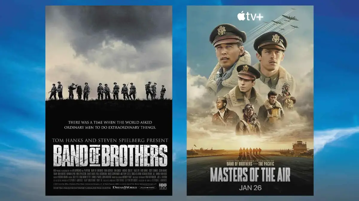 Band of Brothers and Masters of the Air posters.