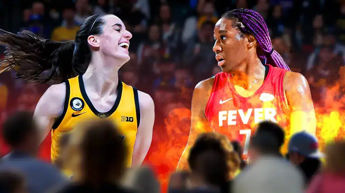 Fever Aliyah Boston with 2024 WNBA Draft prospect Iowa Caitlin Clark