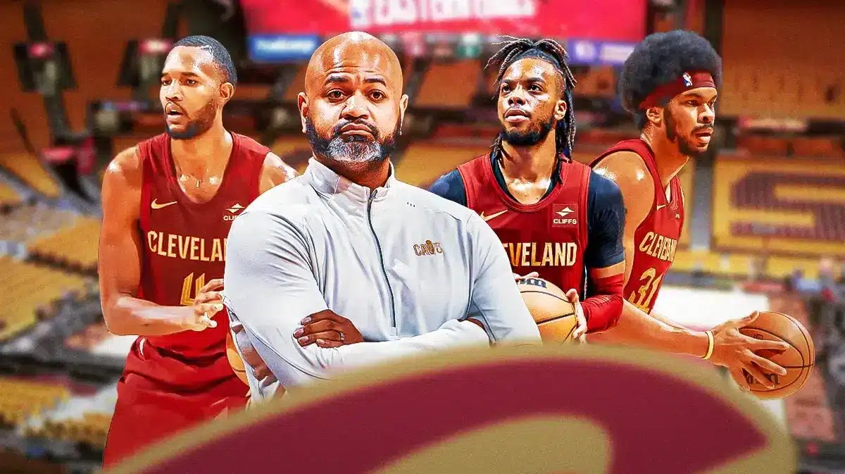 JB Bickerstaff, Evan Mobley, Darius Garland, Jarrett Allen