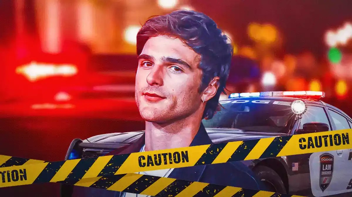 Jacob Elordi with police cars.