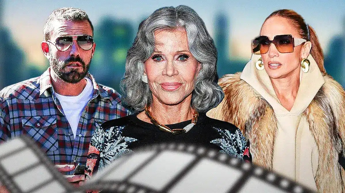 Jane Fonda and Jennifer Lopez and Ben Affleck with a film strip
