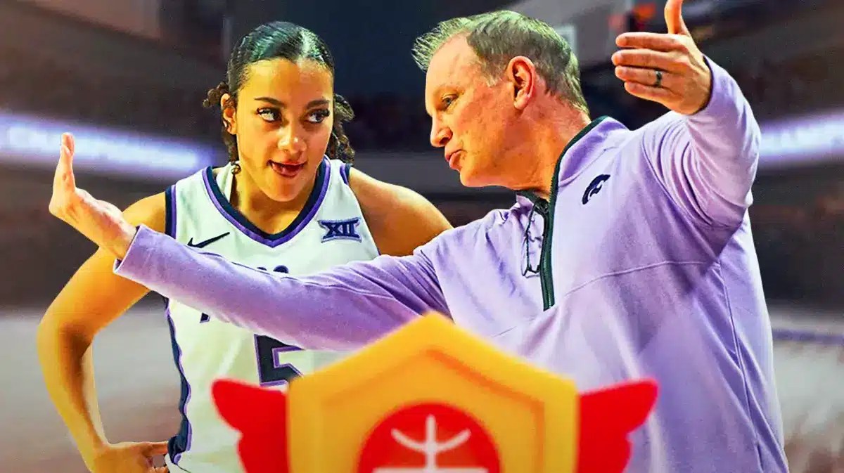 Kansas State women’s basketball coach Jeff Mittie and Kansas State women’s basketball player Brylee Glenn
