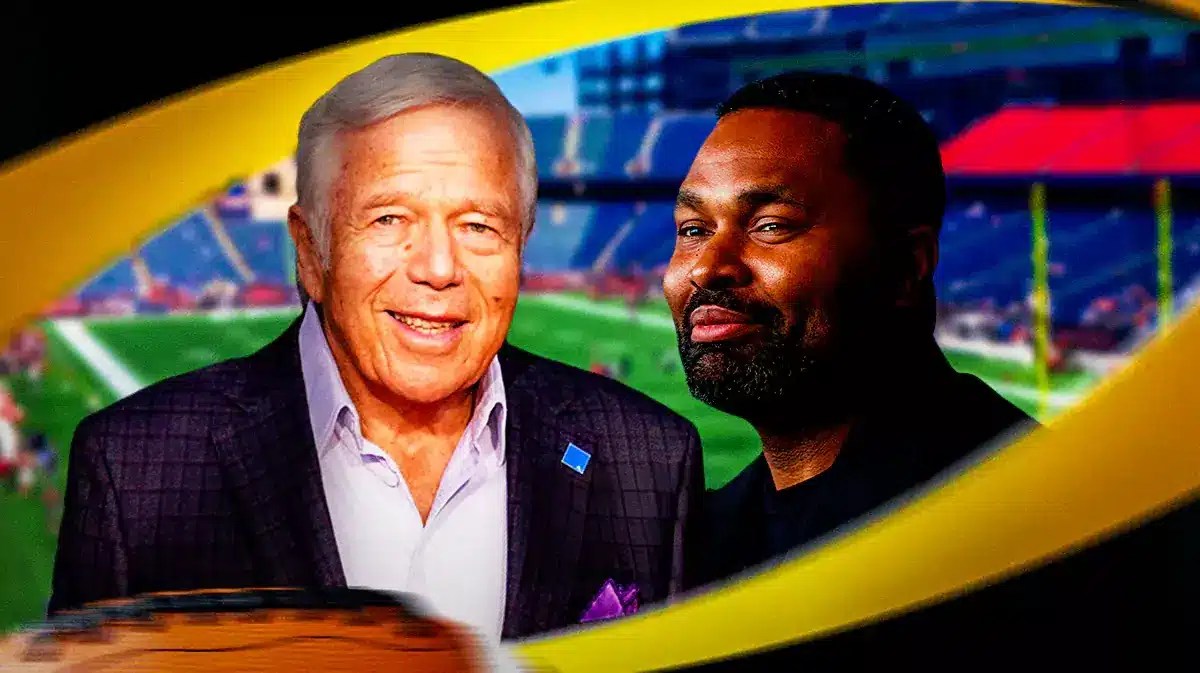 Robert Kraft next to Jerod Mayo