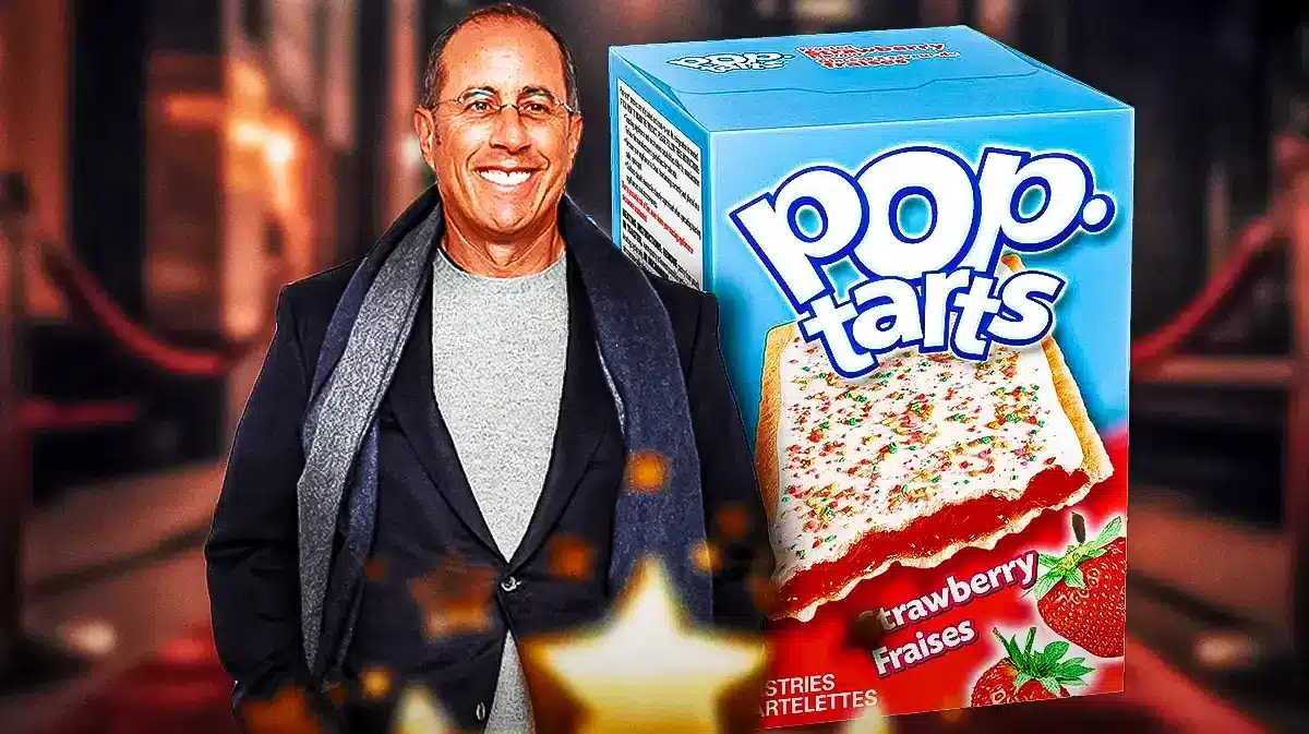 Jerry Seinfeld with a box of Pop-Tarts.