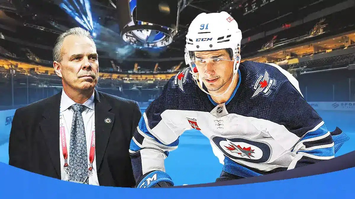 Jets' Kevin Cheveldayoff and Sean Monahan after the Canadiens trade.
