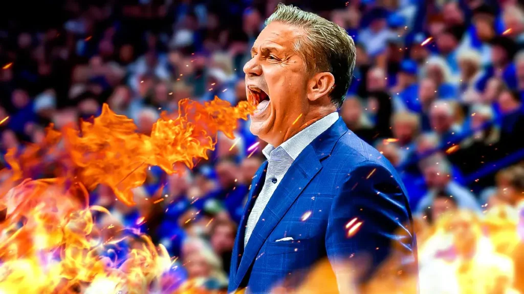 Kentucky basketball coach John Calipari breathing fire