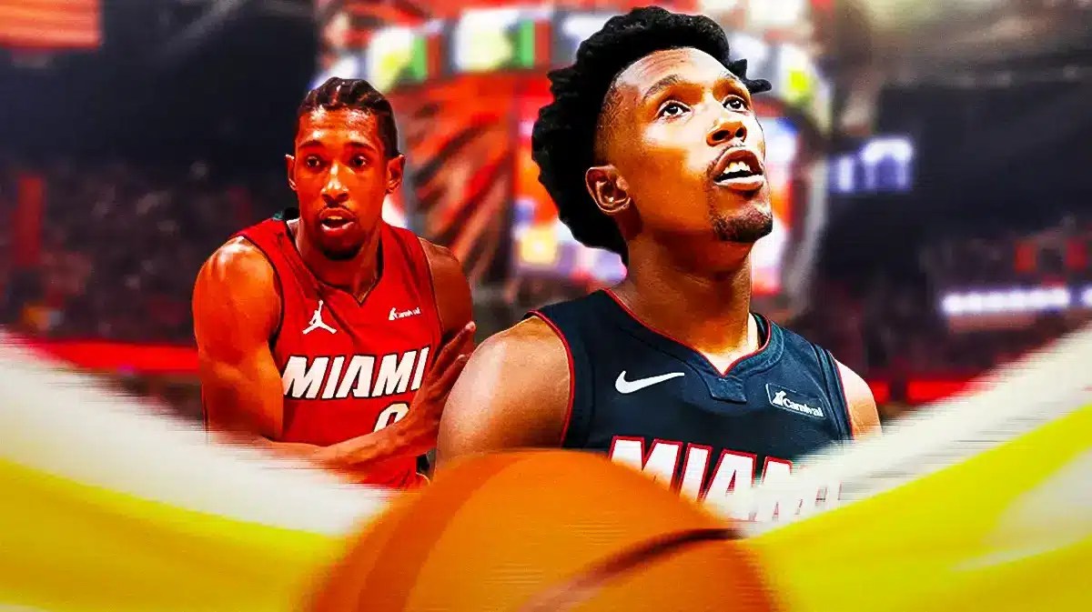 Miami Heat star Josh Richardson in front of the Kaseya Center.