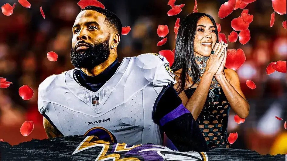 Kim Kardashian, Odell Beckham Jr. with red roses
