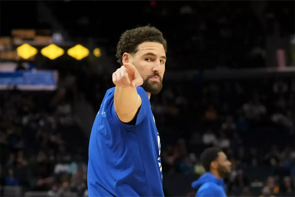 Golden State Warriors guard Klay Thompson (11) before the game against the Charlotte Hornets at Chase Center.