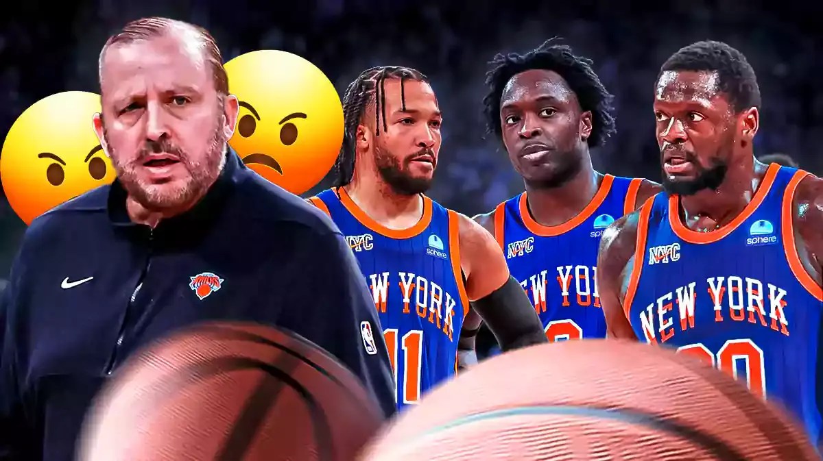 Tom Thibodeau with angry emojis. Jalen Brunson, Julius Randle and OG Anunoby