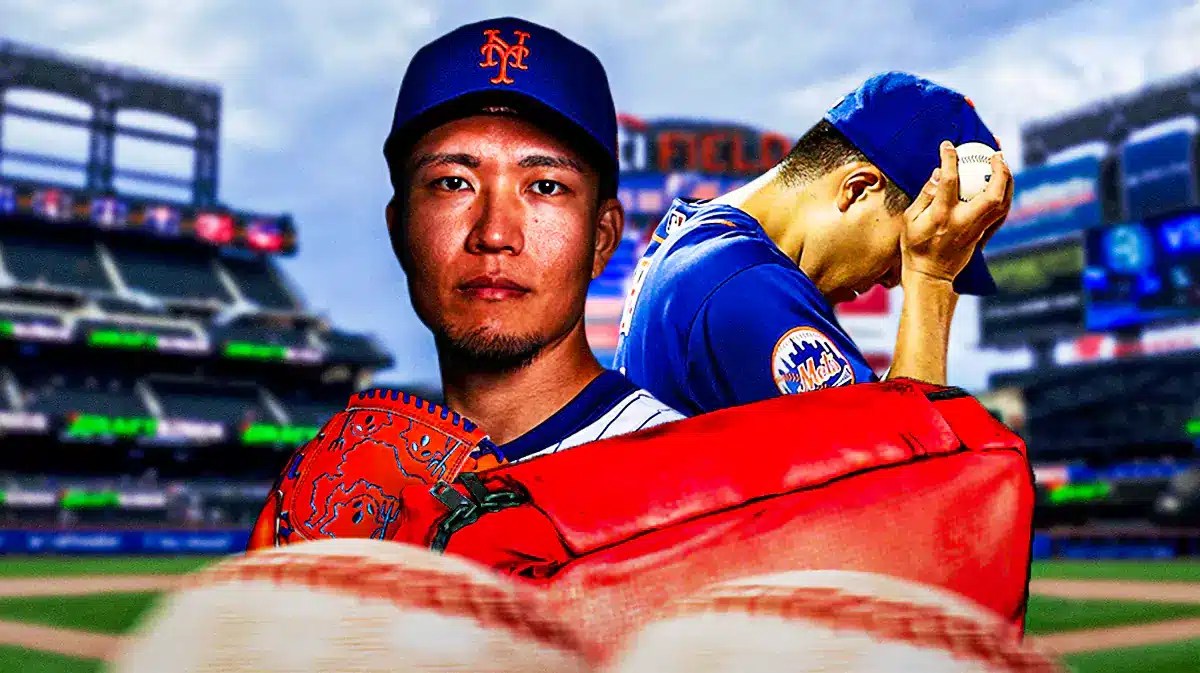 New York mets pitcher Kodai Senga looking frustrated.