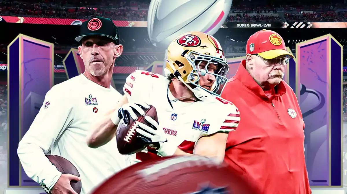 49ers Kyle Juszczyk with Kyle Shanahan after Super Bowl 58 loss to Chiefs