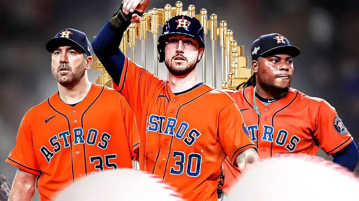 Astros Justin Verlander and Framber Valdez teammate Kyle Tucker with Jose Altuve and Alex Bregman after Rangers loss