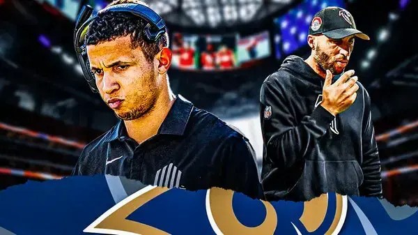 Dave Ragone and Nate Scheelhaase stand at Rams stadium amid Sean McVay's coach moves