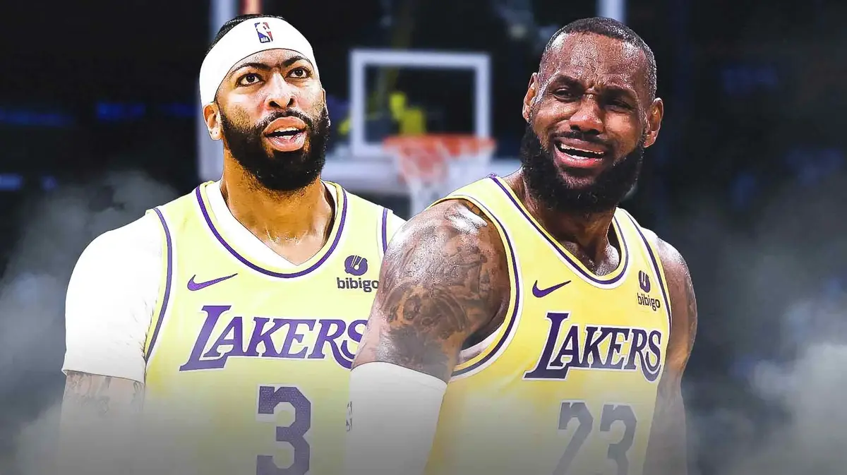 LeBron James and Anthony Davis, looking confused Los Angeles Lakers