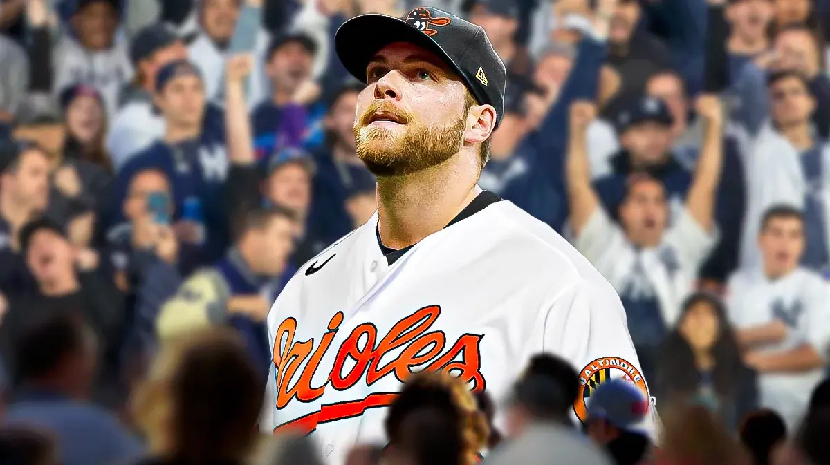 Corbin Burnes in front of Yankees fans