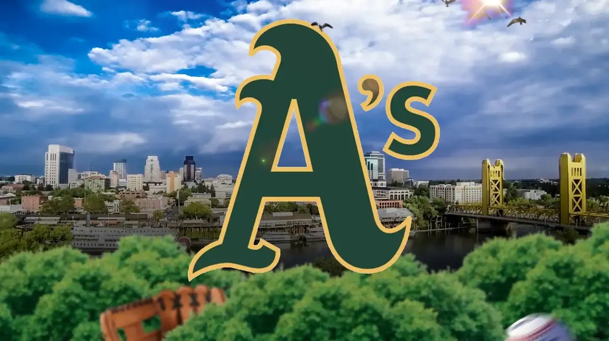 Athletics logo in front of Sacramento