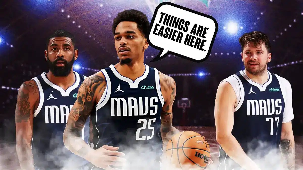 Mavericks' Kyrie Irving, PJ Washington, and Luka Doncic