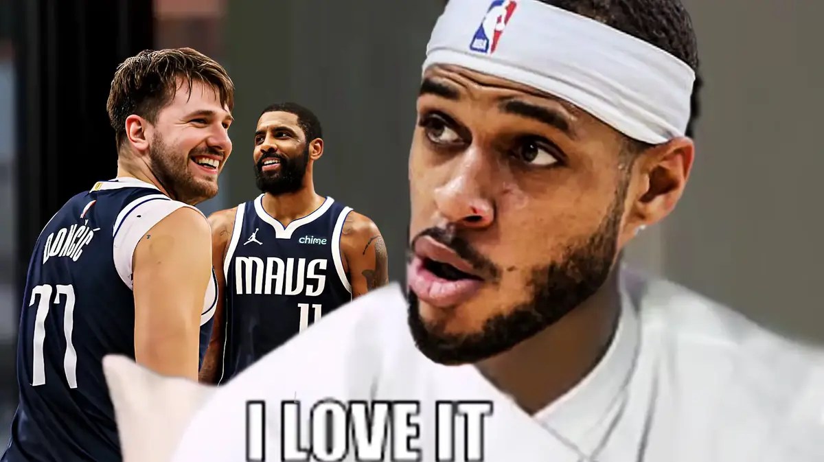 Mavericks' Daniel Gafford, Luka Doncic, and Kyrie Irving