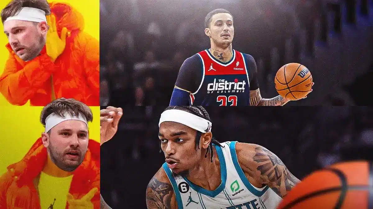 Luka Doncic in the Drake saying no meme, top panel is Wizards' Kyle Kuzma, bottom panel is Hornets' PJ Washington