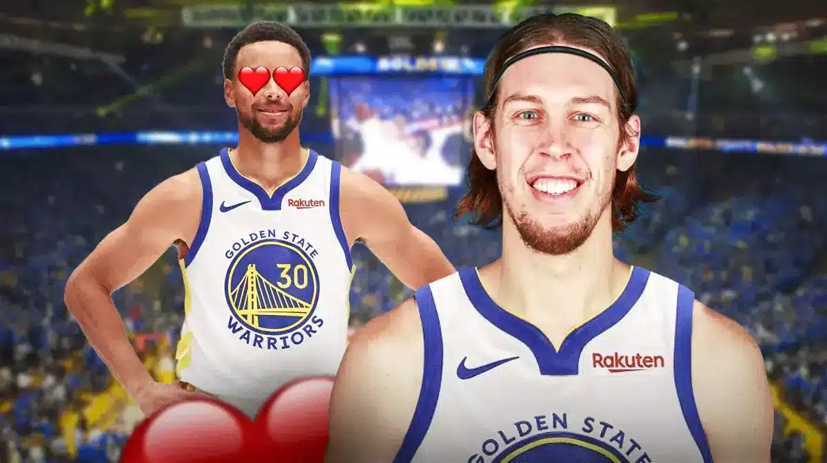 Stephen Curry heart eyes towards Kelly Olynyk in a Warriors uniform
