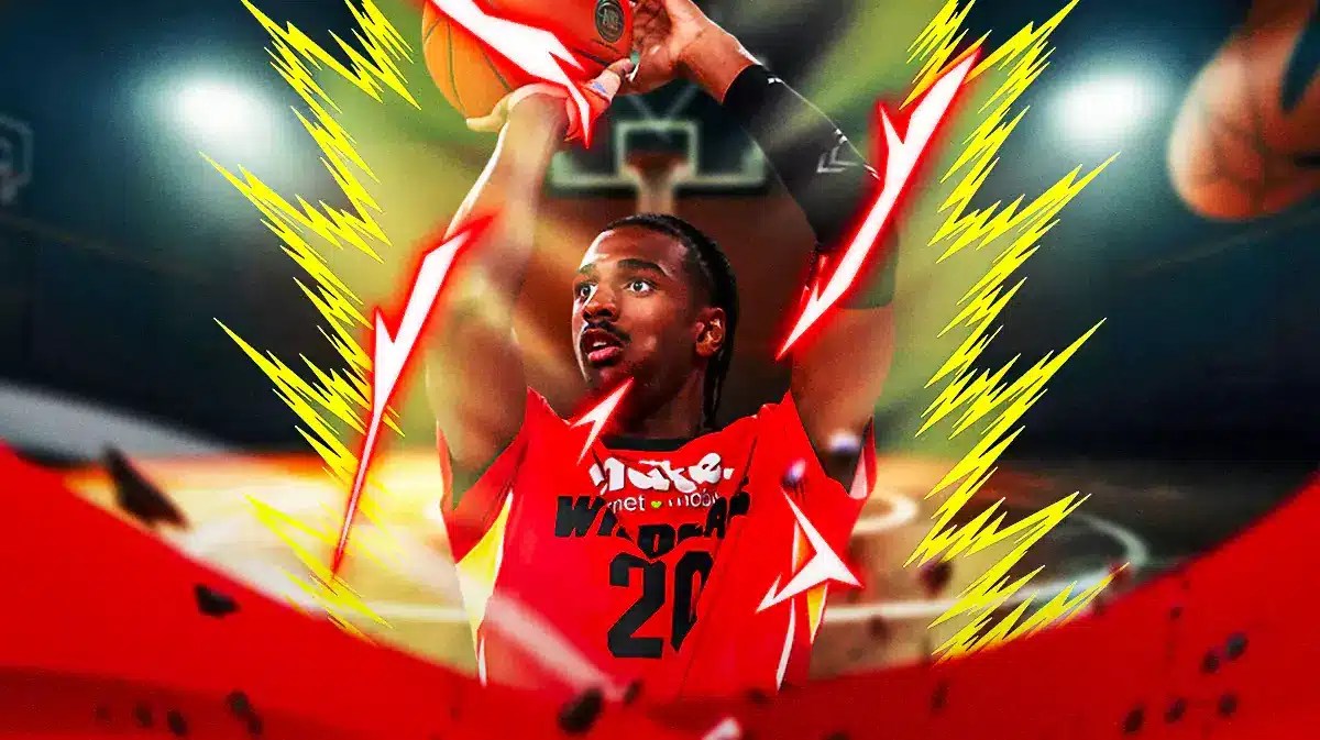 ACTION SHOT of Alex Sarr (perth wildcats) with supersaiyan glow