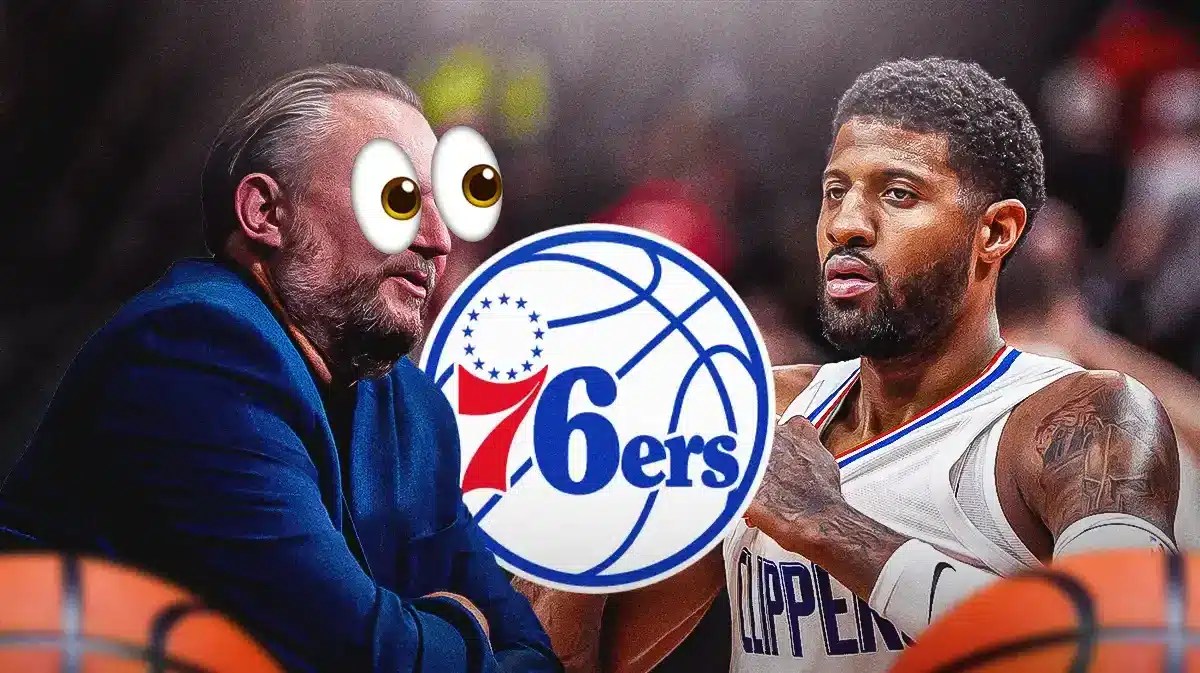 76ers' Daryl Morey looking at Paul George