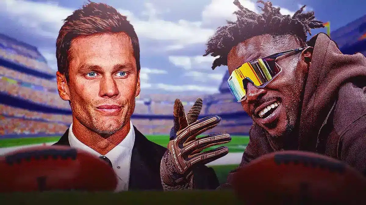 NFL legend Tom Brady being laughed at by Antonio Brown