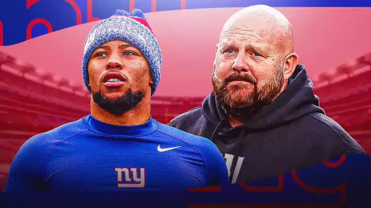 New York Giants coach Brian Daboll and Saquon Barkley.