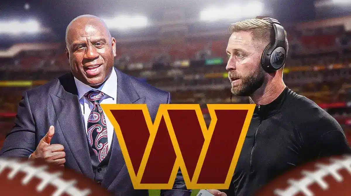 Magic Johnson and new Washington Commanders offensive coordinator Kliff Kingsbury