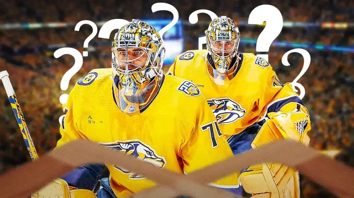 Predators goalie Juuse Saros.