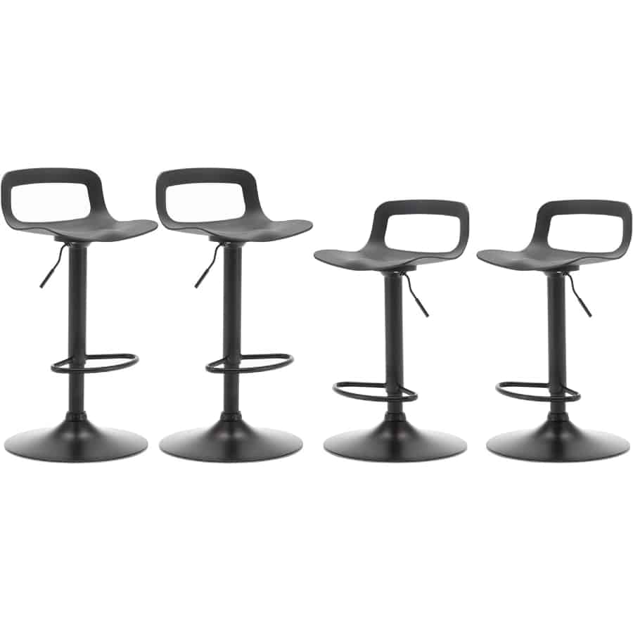 NOBPEINT Contemporary Air Lift Adjustable Swivel Bar Stool (Set of 4) - Chrome on a white background.