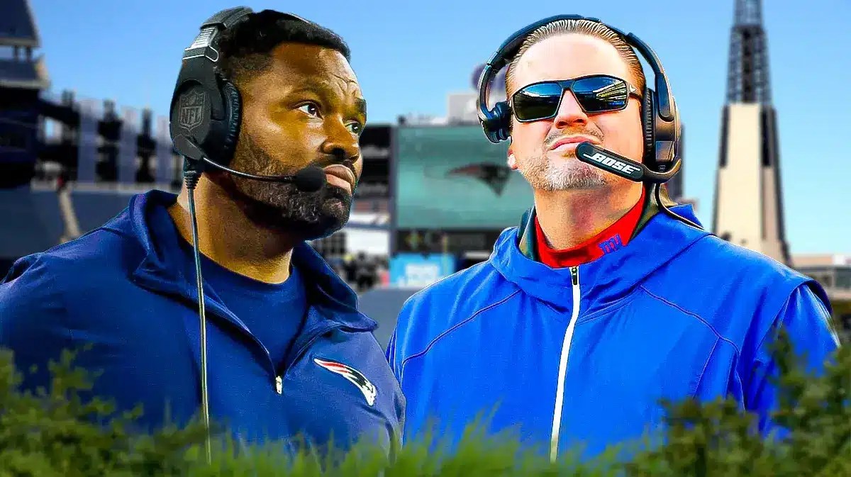Patriots head coach Jerod Mayo, Ben McAdoo