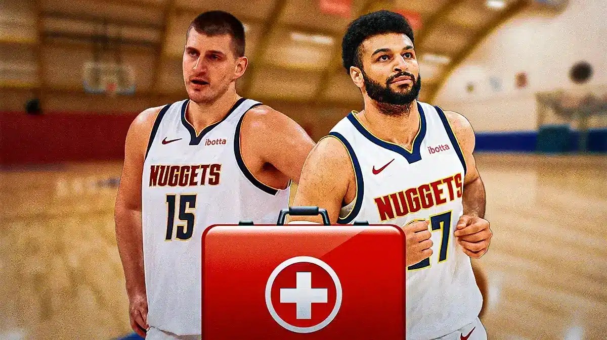 Nikola Jokic and Jamal Murray with red medical bag